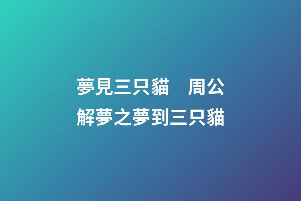 夢見三只貓　周公解夢之夢到三只貓